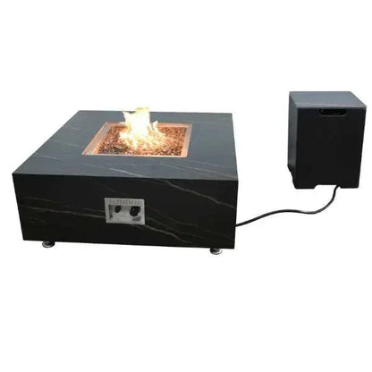 Elementi Plus Sofia 40" Marble Porcelain Fire Table - Bulgaria Black