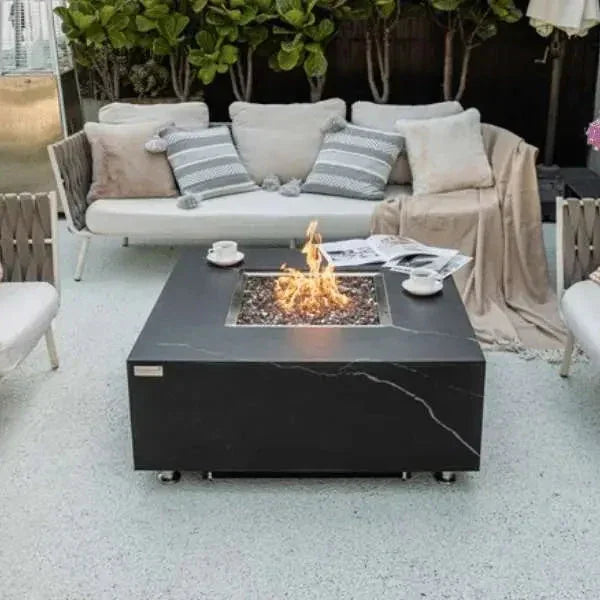 Elementi Plus Sofia 40" Marble Porcelain Fire Table - Bulgaria Black