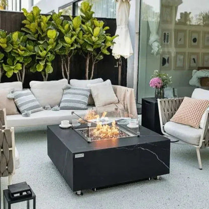 Elementi Plus Sofia 40" Marble Porcelain Fire Table - Bulgaria Black