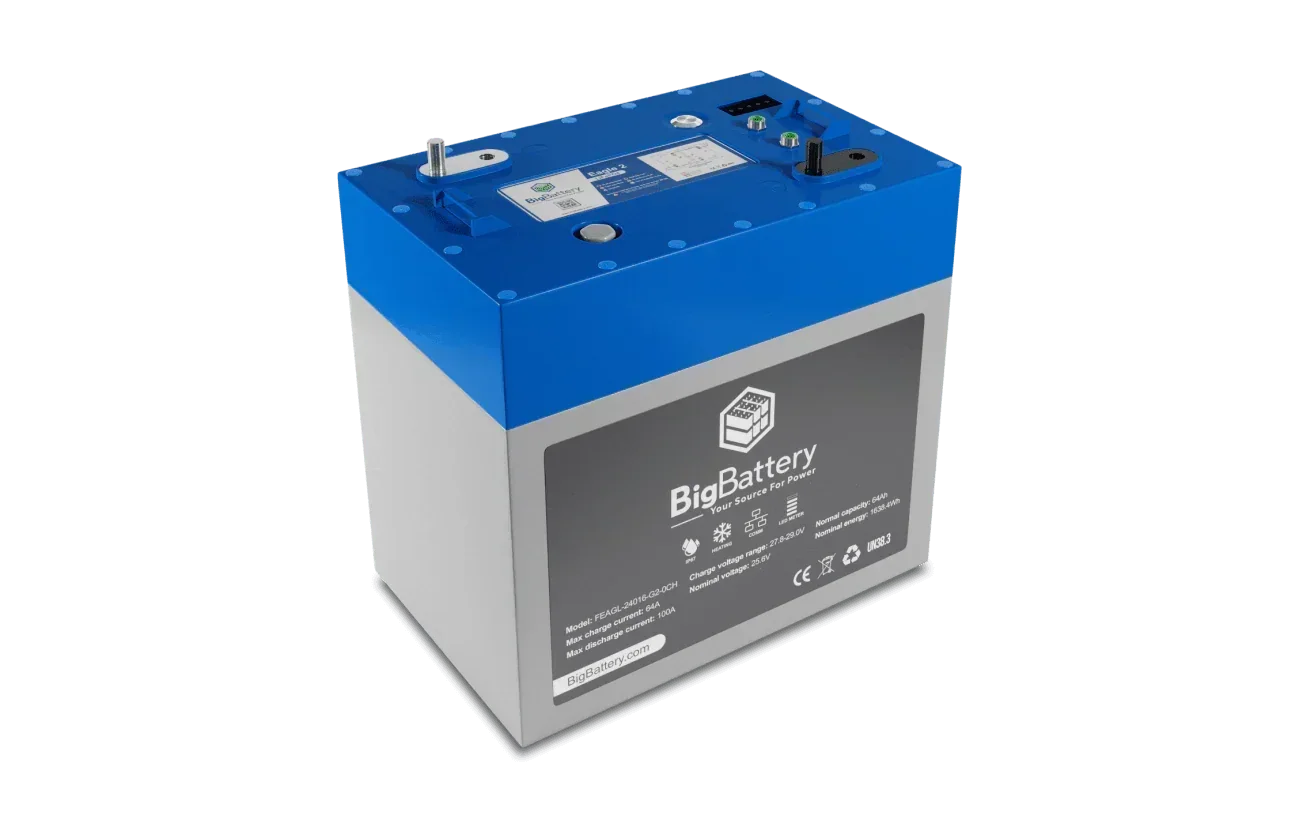 BigBattery 24V EAGLE 2 – LiFePO4 – 64Ah – 1.63kWh Lithium Battery