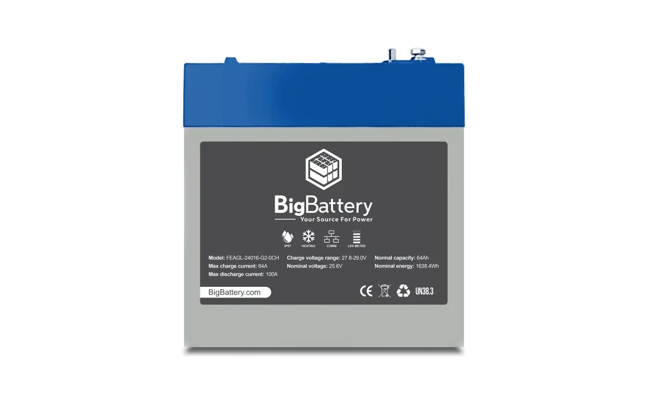 BigBattery 24V EAGLE 2 – LiFePO4 – 64Ah – 1.63kWh Lithium Battery