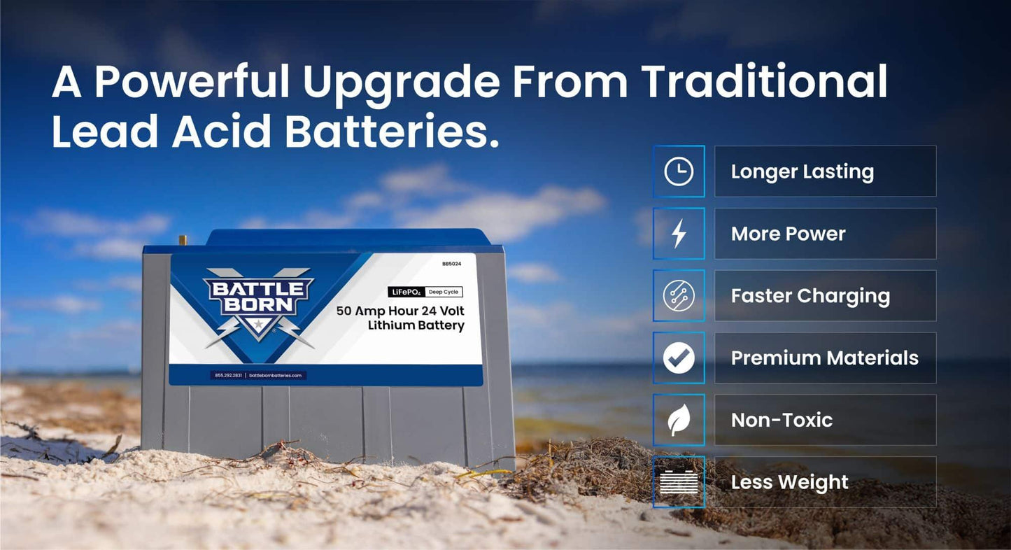 Battle Born 50Ah 24V LiFePO4 Deep Cycle Battery
