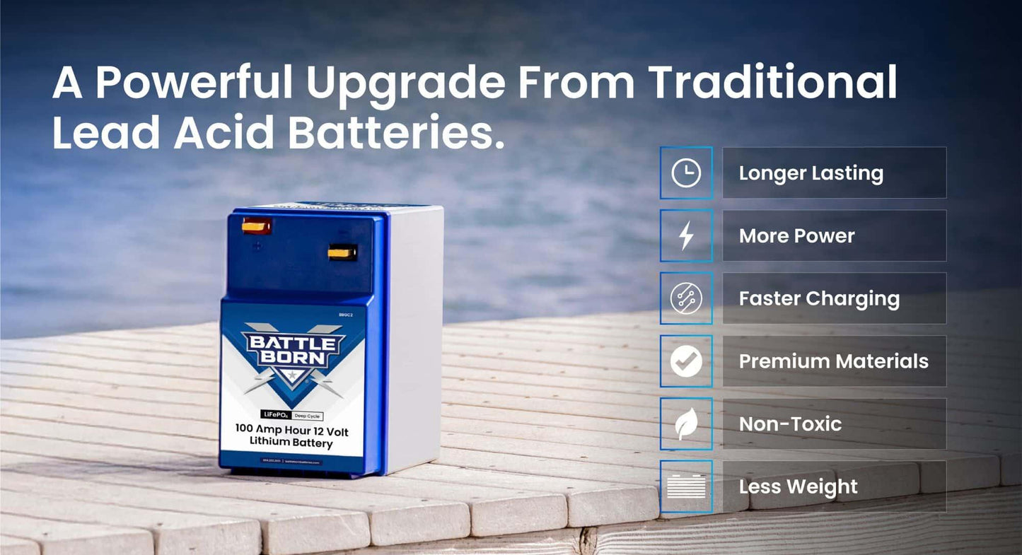 Battle Born 100Ah 12V GC2 LiFePO4 Heated Battery Kit