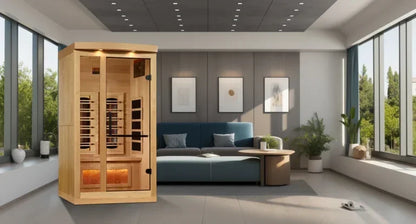 Golden Designs Full Spectrum Infrared Sauna with Himalayan Salt Bar | GDI-8010-03 | 1 Person