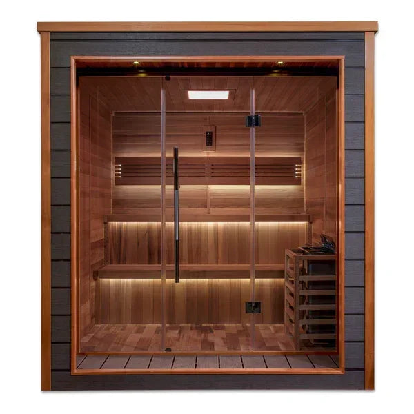Golden Designs Bergen Outdoor-Indoor Traditional Sauna – Canadian Red Cedar Interior | GDI-8206-01 / Bergen | 6 Person