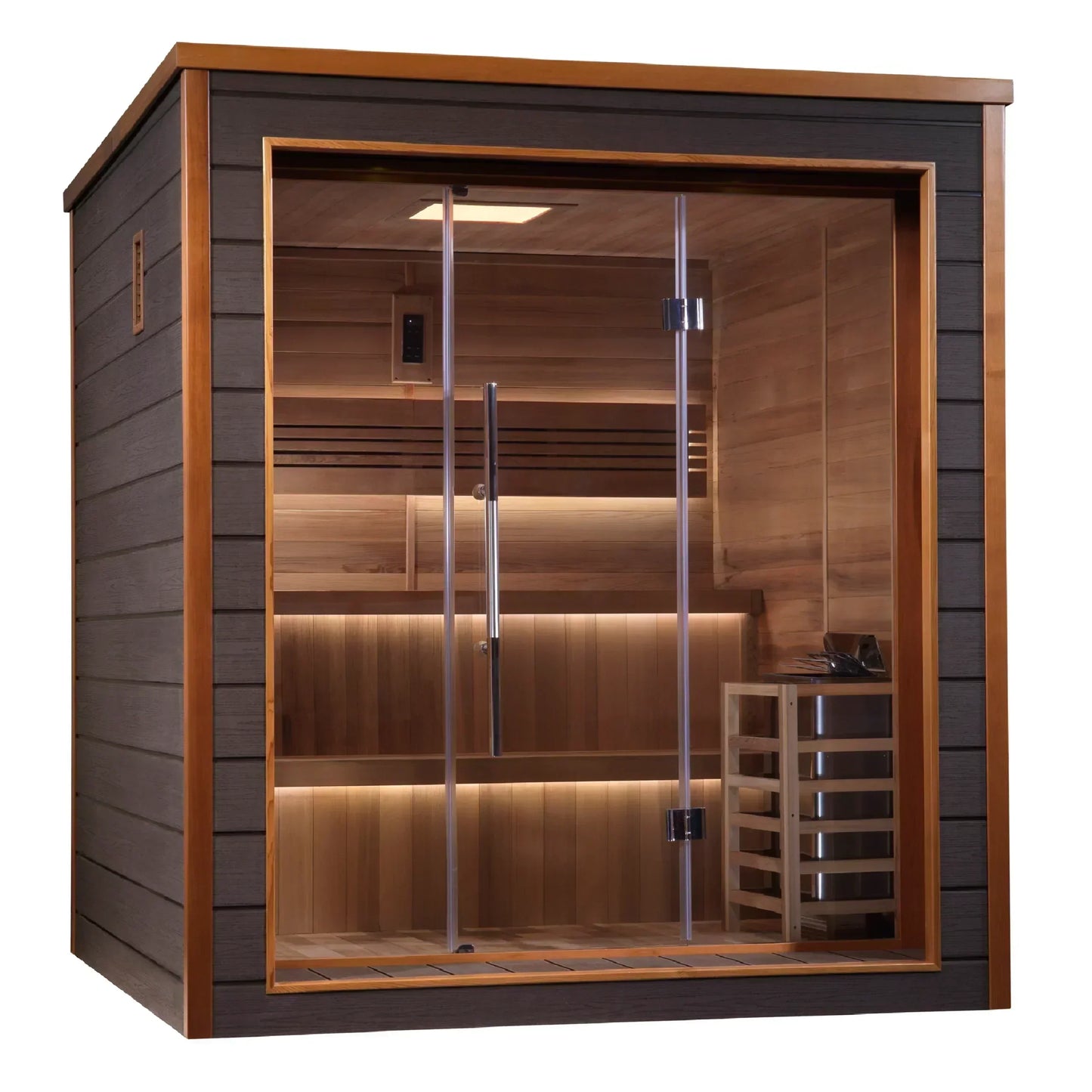 Golden Designs Bergen Outdoor-Indoor Traditional Sauna – Canadian Red Cedar Interior | GDI-8206-01 / Bergen | 6 Person