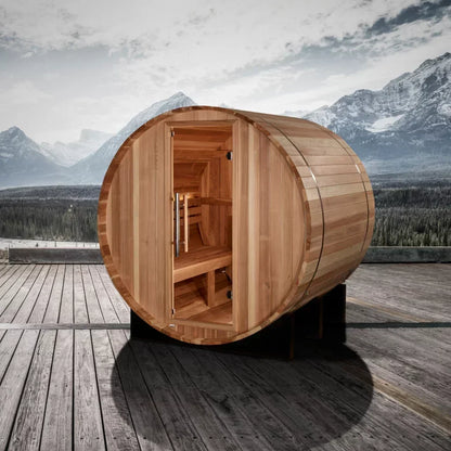 Golden Designs Barrel Traditional Sauna – Pacific Cedar | GDI-B006-01 / Klosters | 6 Person