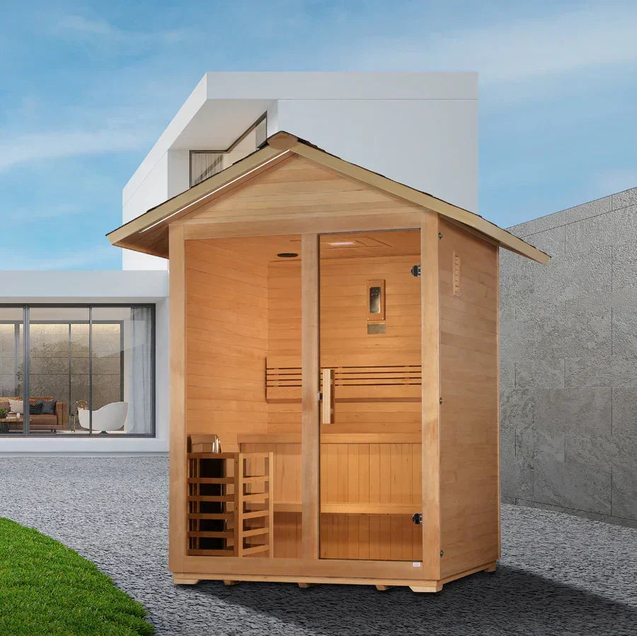 Golden Designs Arlberg Traditional Outdoor Steam Sauna – Canadian Hemlock | GDI-8103-01 / Arlberg | 3 Person