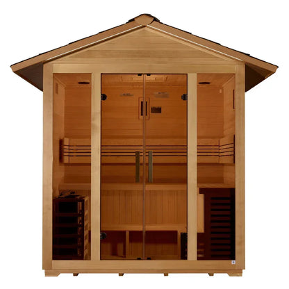Golden Designs Vorarlberg Traditional Outdoor Steam Sauna – Canadian Hemlock | GDI-8105-01 / Vorarlberg | 5 Person