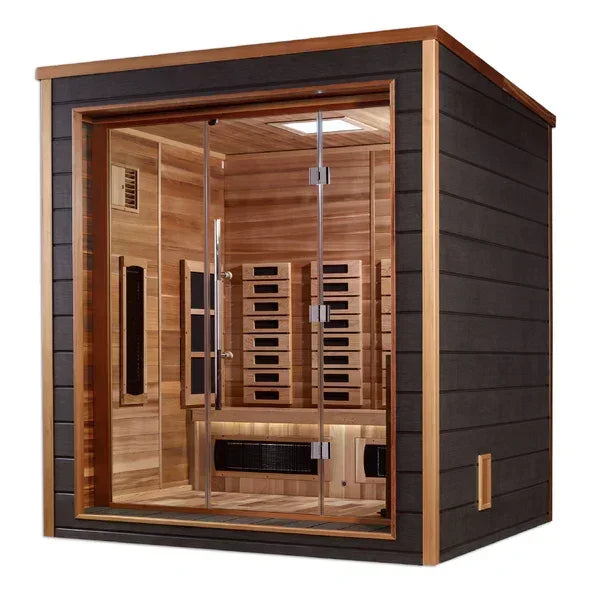 Golden Designs Visby Outdoor-Indoor PureTech™ Hybrid Full Spectrum Sauna – Canadian Red Cedar Interior | GDI-8223-01 Visby | 3 Persons