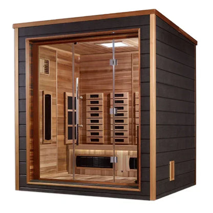 Golden Designs Visby Outdoor-Indoor PureTech™ Hybrid Full Spectrum Sauna – Canadian Red Cedar Interior | GDI-8223-01 Visby | 3 Persons