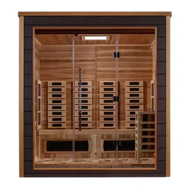 Golden Designs Visby Outdoor-Indoor PureTech™ Hybrid Full Spectrum Sauna – Canadian Red Cedar Interior | GDI-8223-01 Visby | 3 Persons