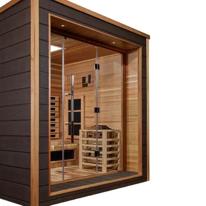 Golden Designs Visby Outdoor-Indoor PureTech™ Hybrid Full Spectrum Sauna – Canadian Red Cedar Interior | GDI-8223-01 Visby | 3 Persons
