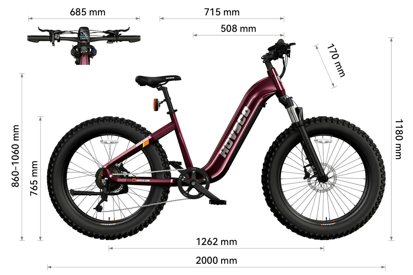 HOVSCO HovAlpha 26" Step-Thru Fat Tire Ebike