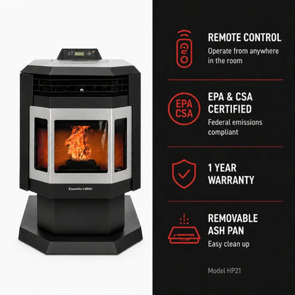 ComfortBilt HP21-SS Pellet Stove - Stainless Steel Trim