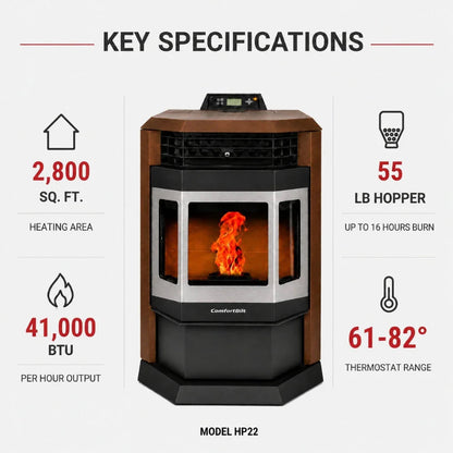ComfortBilt HP22-SS Pellet Stove Brown Stainless Steel