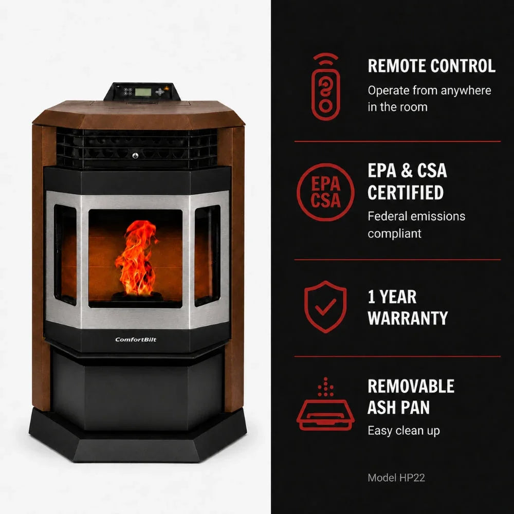 ComfortBilt HP22-SS Pellet Stove Brown Stainless Steel