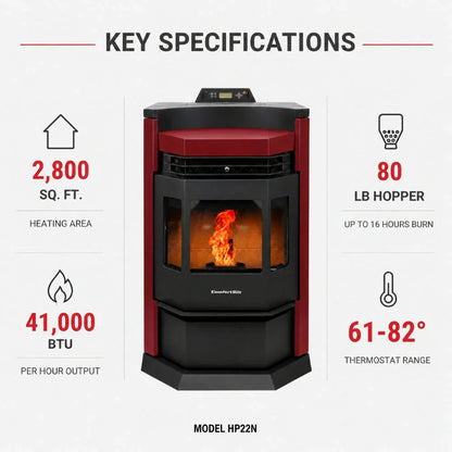 ComfortBilt HP22-N Pellet Stove Burgundy