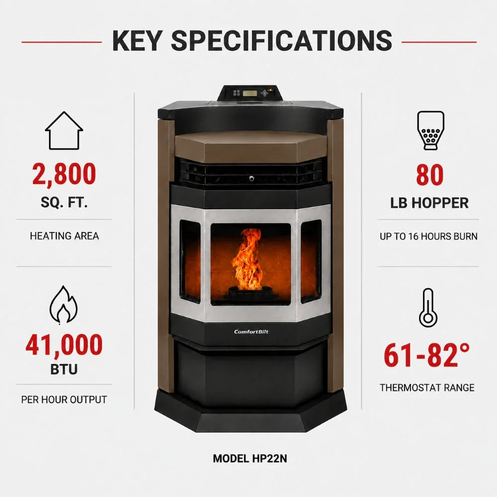 ComfortBilt HP22-N SS Pellet Stove Brown