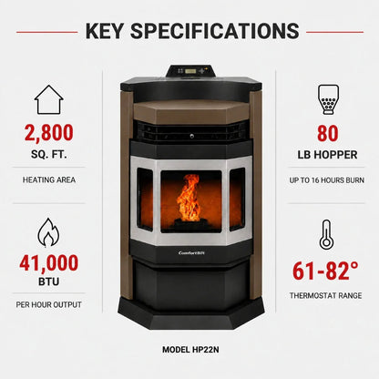 ComfortBilt HP22-N SS Pellet Stove Brown
