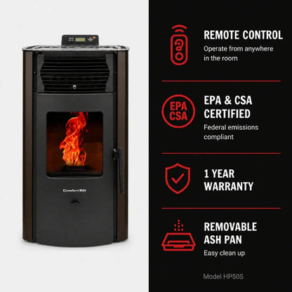 ComfortBilt HP50S Pellet Stove - Dark Brown