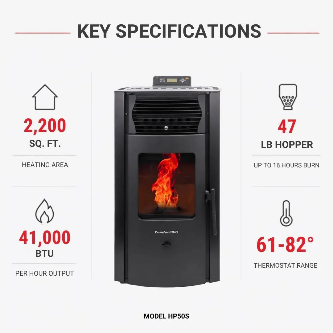 ComfortBilt HP50S Pellet Stove - Charcoal Grey/Black