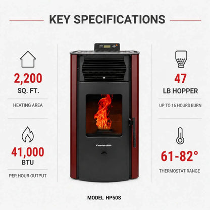 ComfortBilt HP50S Pellet Stove - Burgundy