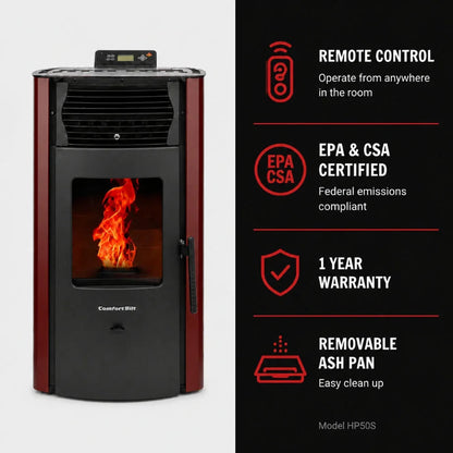 ComfortBilt HP50S Pellet Stove - Burgundy