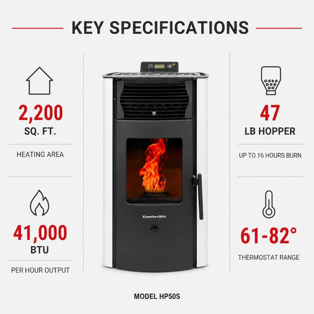ComfortBilt HP50S Pellet Stove - Arctic White