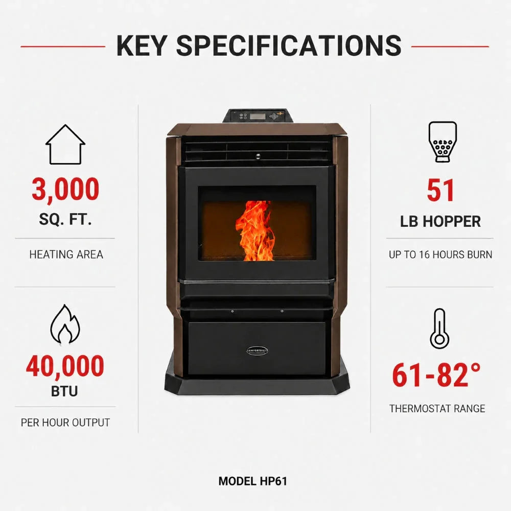 ComfortBilt HP61 Pellet Stove Dark Brown