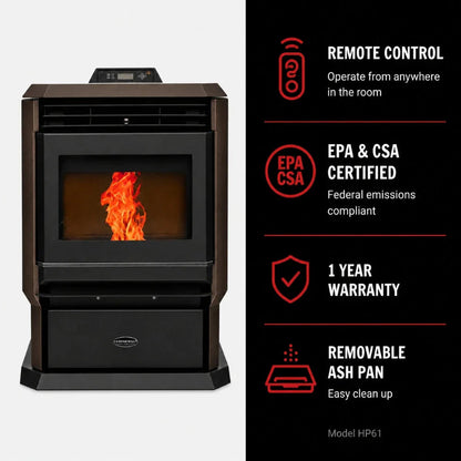 ComfortBilt HP61 Pellet Stove Dark Brown