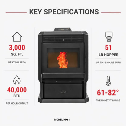 ComfortBilt HP61 Pellet Stove Charcoal