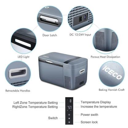 ICECO GO20 21QT Dual Zone Portable Fridge Car Freezer