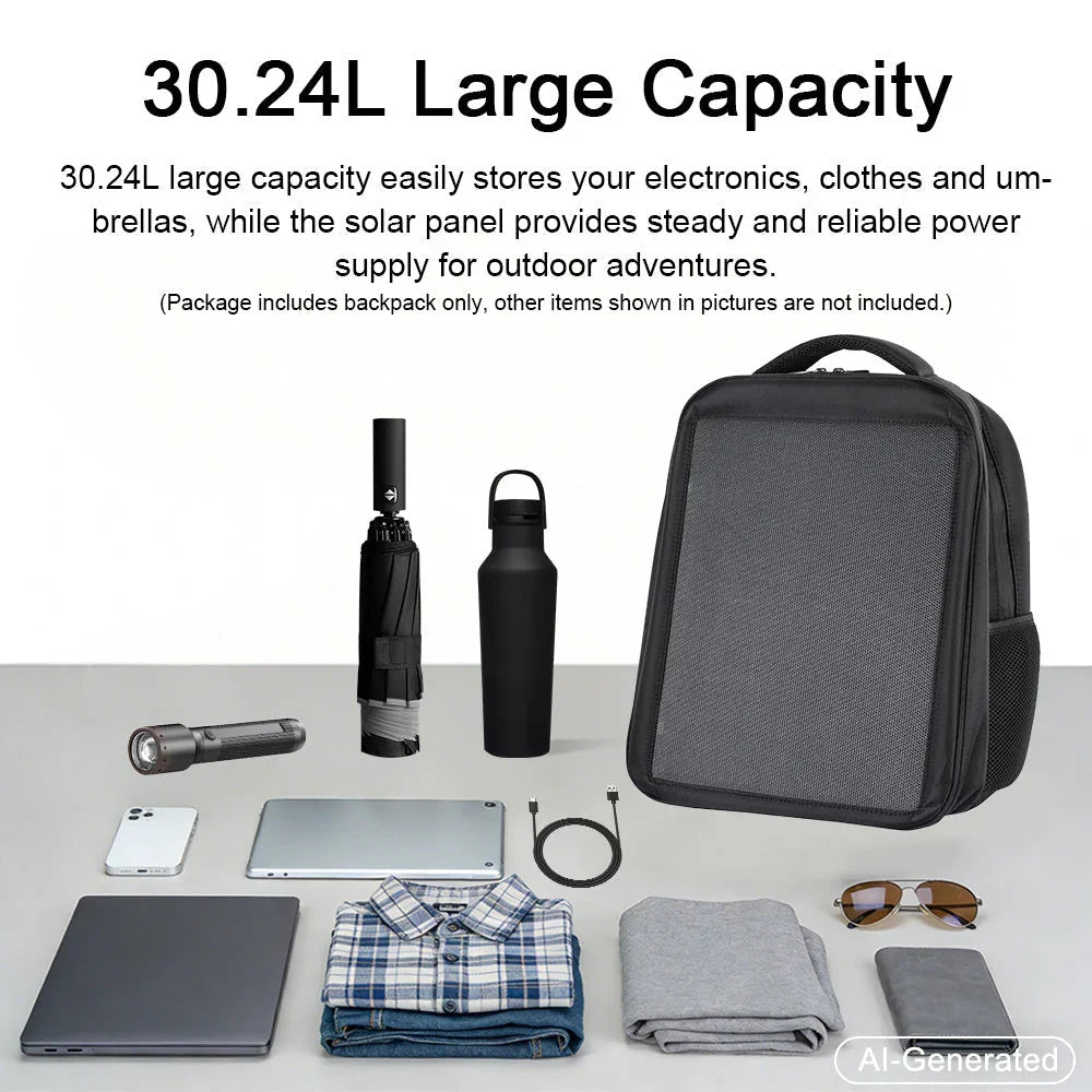 Lensun 20W Waterproof Solar Backpack, USB & Type-C Port