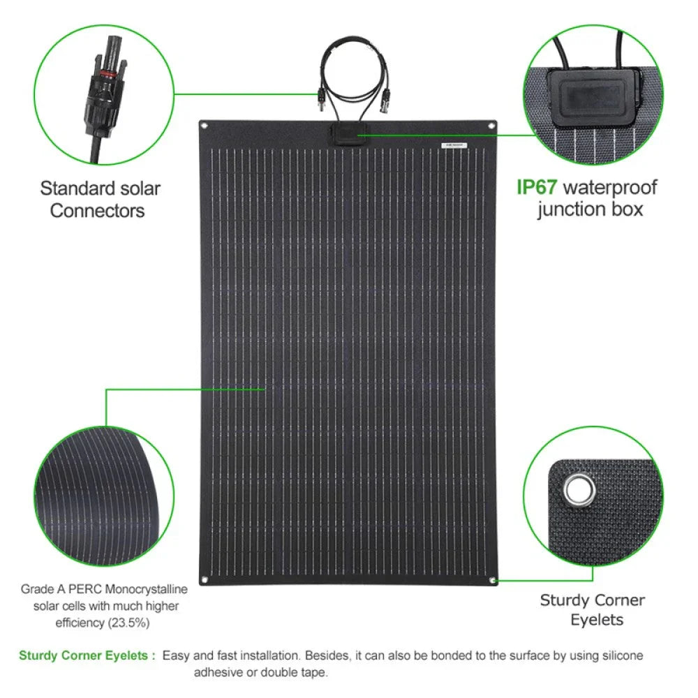 Lensun 300W(2x150w) Flexible Solar Panel Roof Tent Mounted