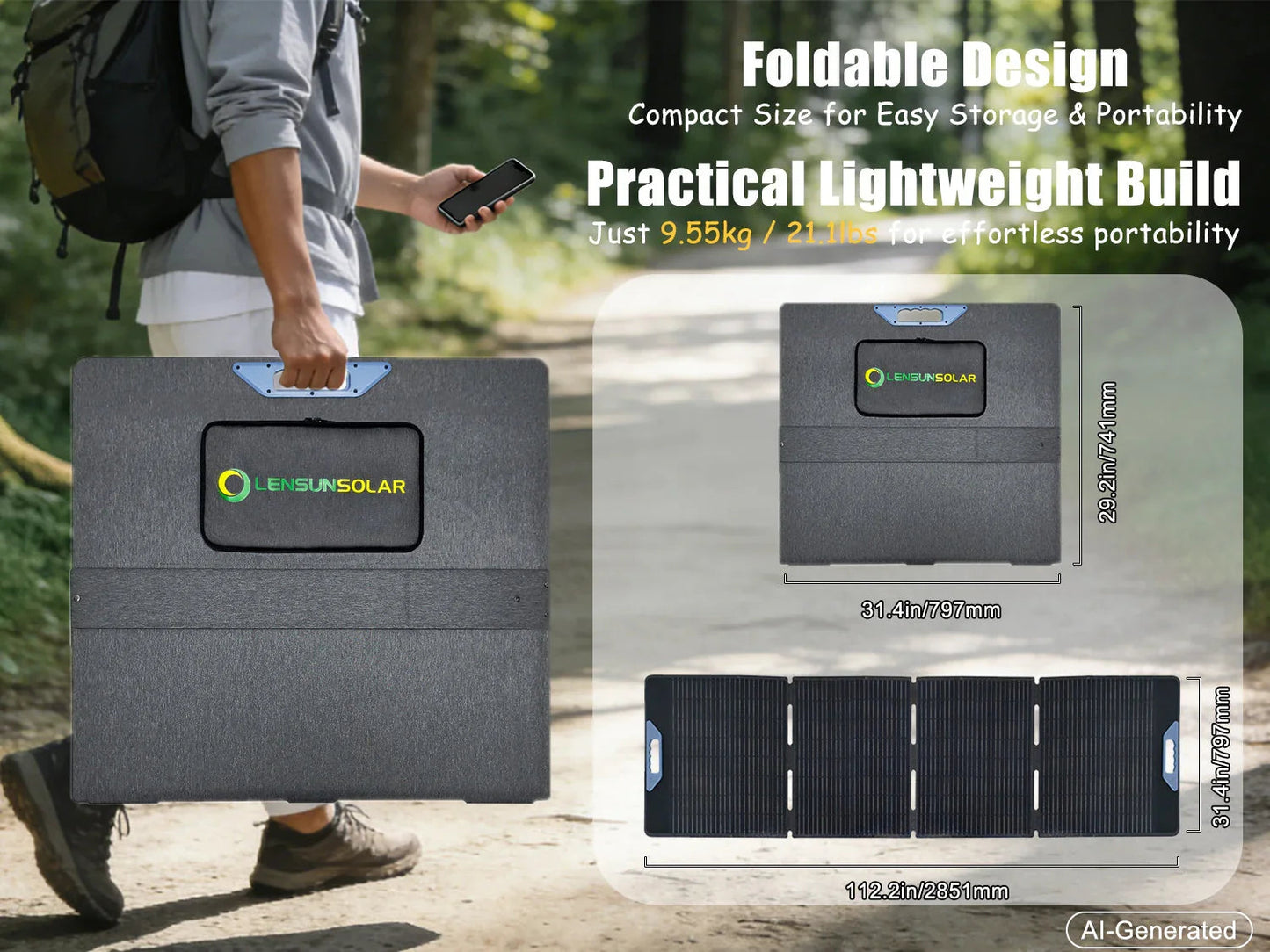 LensunSolar 400W Waterproof Foldable Solar Panel