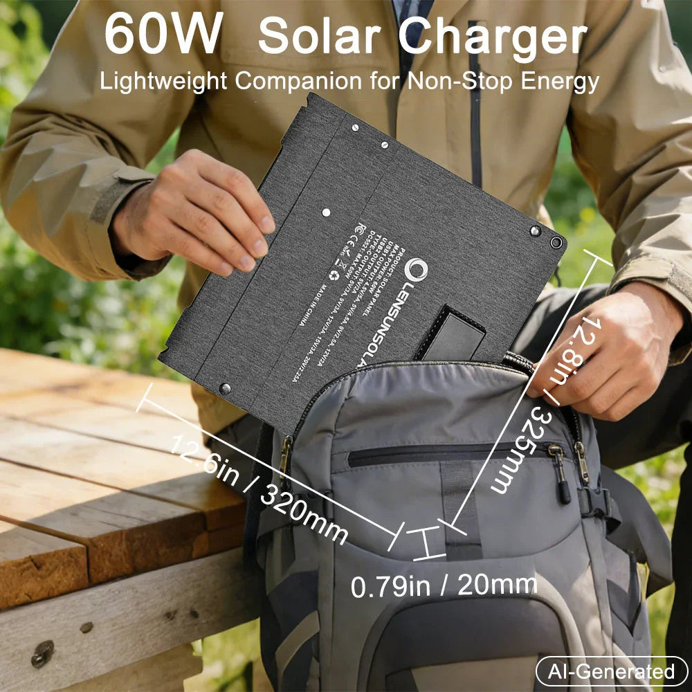 Lensunsolar 60W Waterproof Foldable Solar Panel