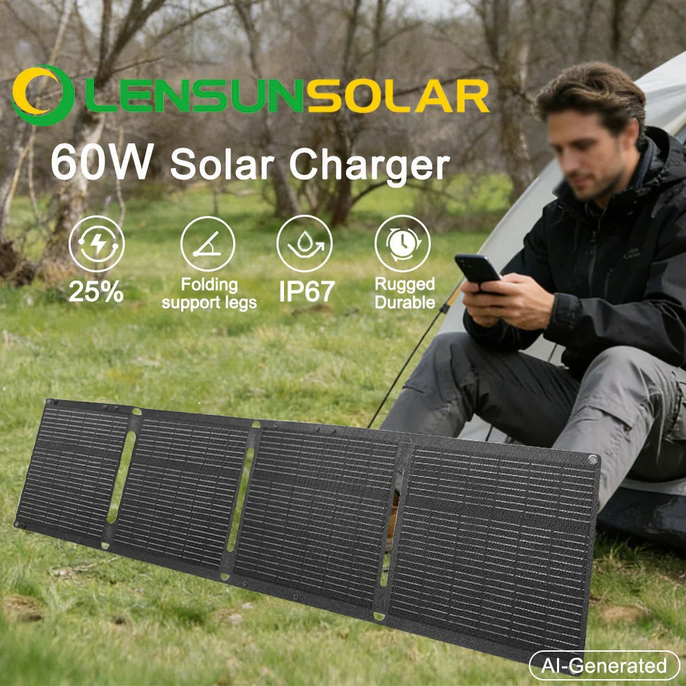 Lensunsolar 60W Waterproof Foldable Solar Panel