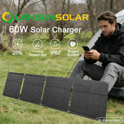Lensunsolar 60W Waterproof Foldable Solar Panel