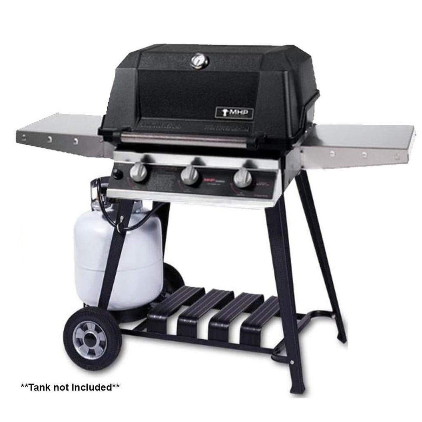 MHP W3G4 Tri-Burn Gas Grill Head With 2 Stainless Steel Shelves