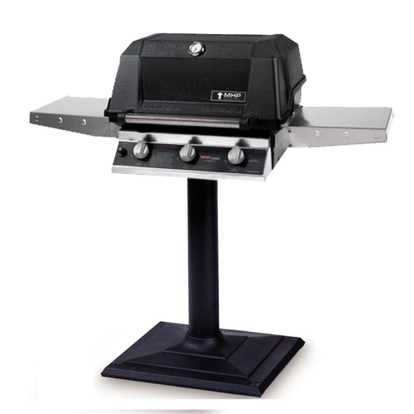 MHP W3G4 Tri-Burn Gas Grill Head With 2 Stainless Steel Shelves