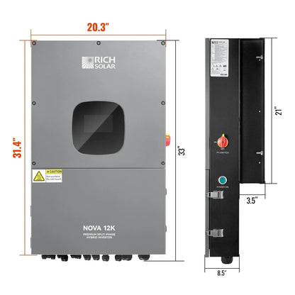 Rich Solar NOVA 12K 12000 Watt 48V Split Phase Hybrid Inverter UL Certified