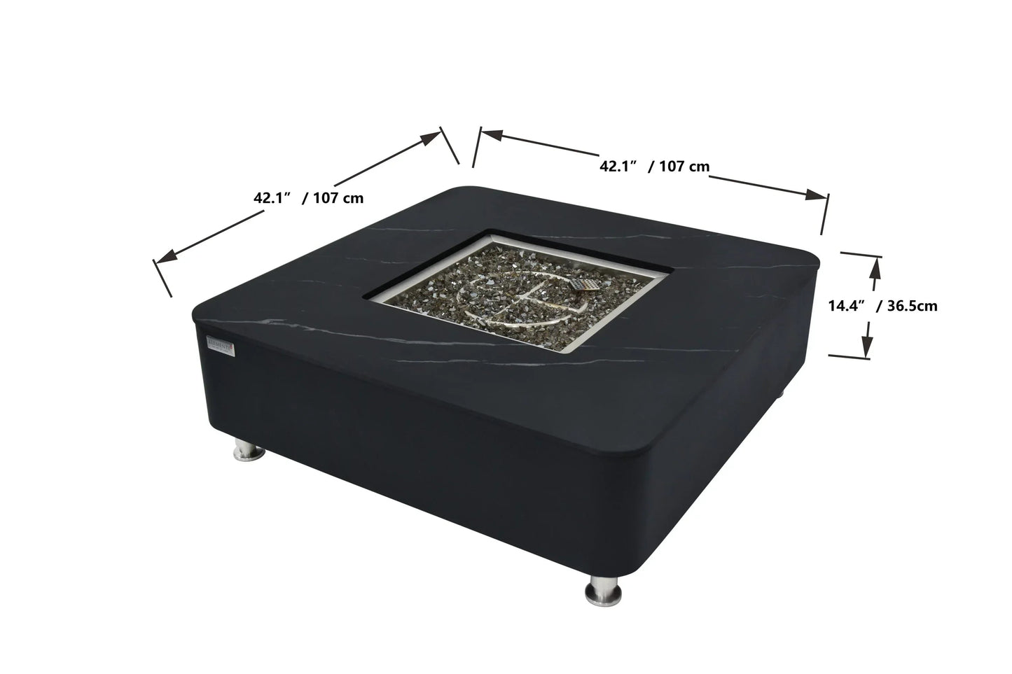 Elementi Plus OFP101BB Copenhagen Porcelain Top Outdoor Fire Table