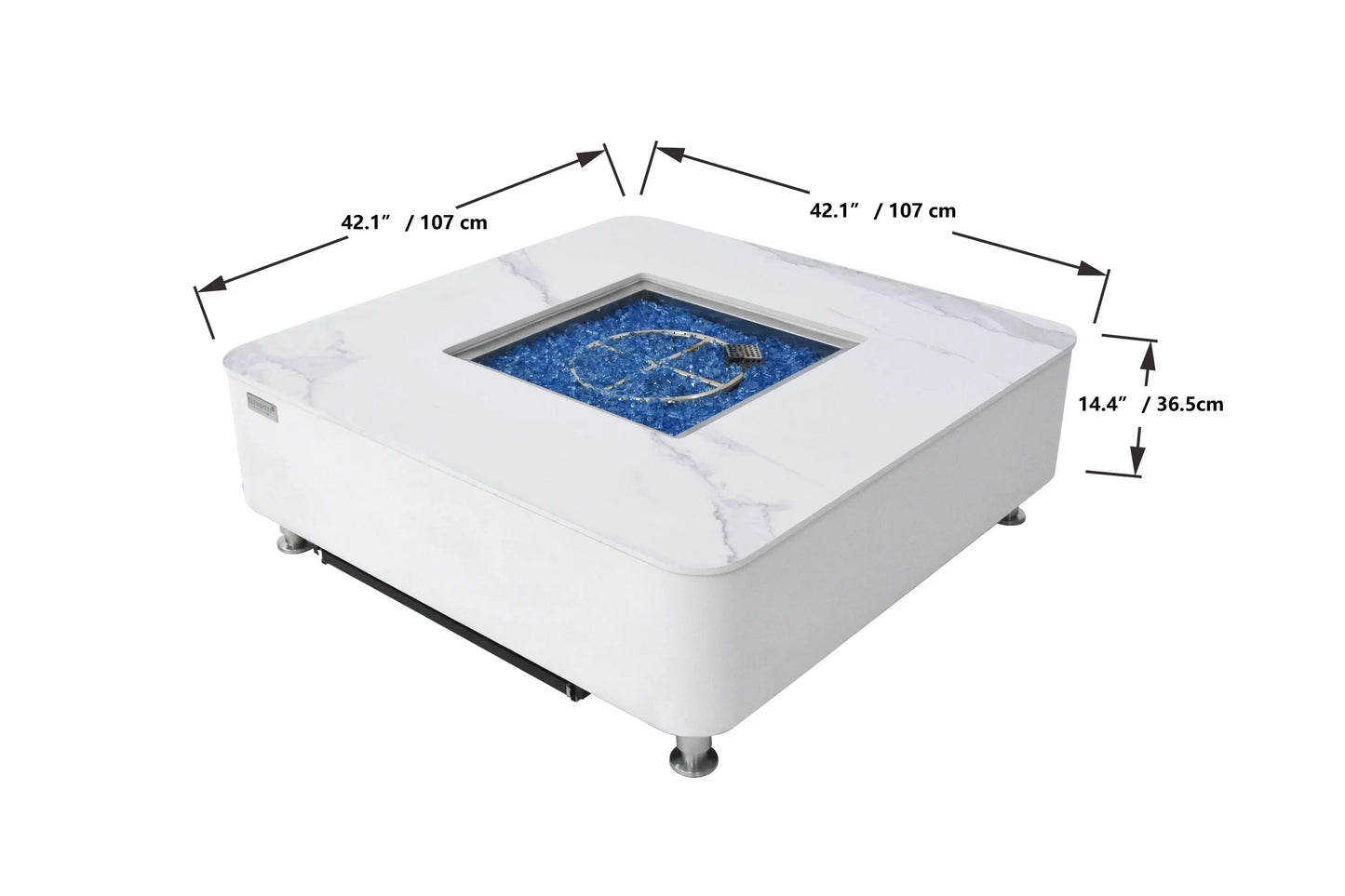 Elementi Plus OFP101BW Annecy Porcelain Top Outdoor Fire Table