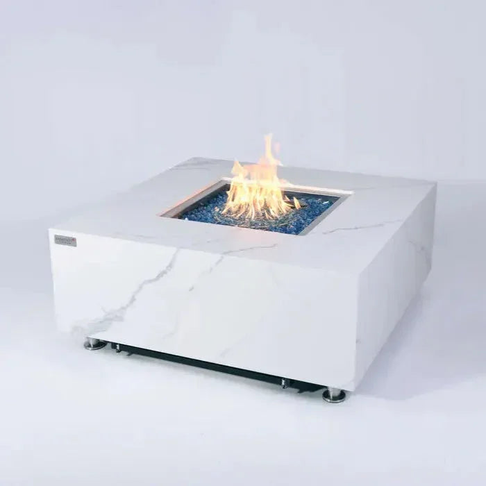 Elementi Plus Bianco 40" Marble Porcelain Fire Table - Bianco White