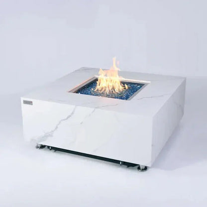 Elementi Plus Bianco 40" Marble Porcelain Fire Table - Bianco White