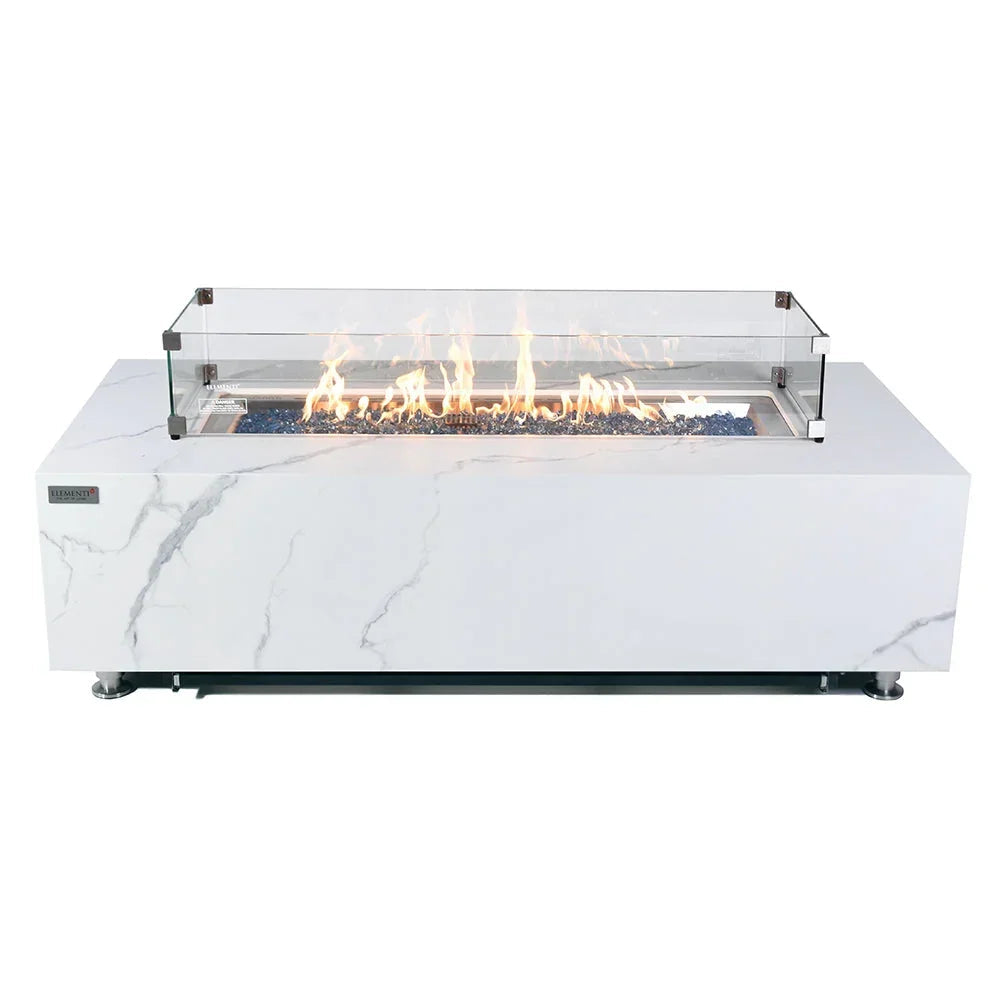 Carrara Outdoor Bianco White Fire Pit Table - Select Fuel Type