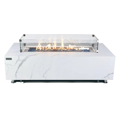 Carrara Outdoor Bianco White Fire Pit Table - Select Fuel Type