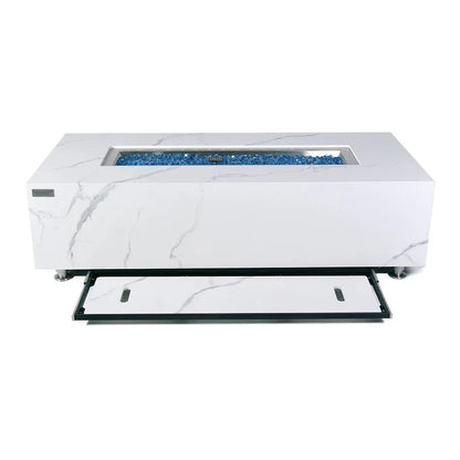 Carrara Outdoor Bianco White Fire Pit Table - Select Fuel Type