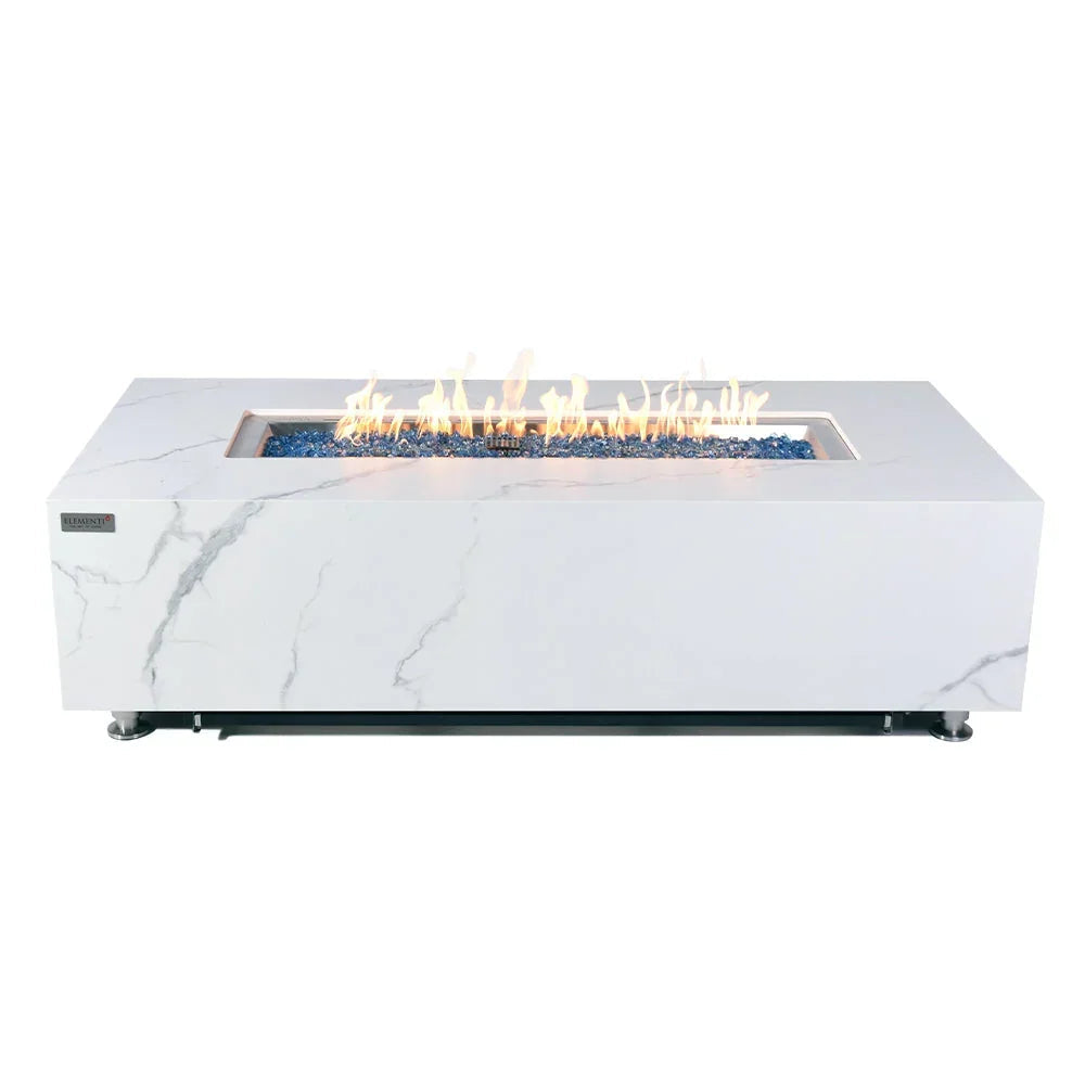 Carrara Outdoor Bianco White Fire Pit Table - Select Fuel Type